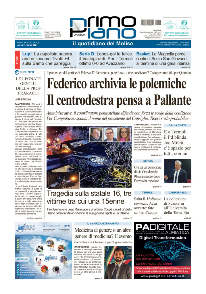 L’edizione completa di Primo Piano Molise del 4 marzo