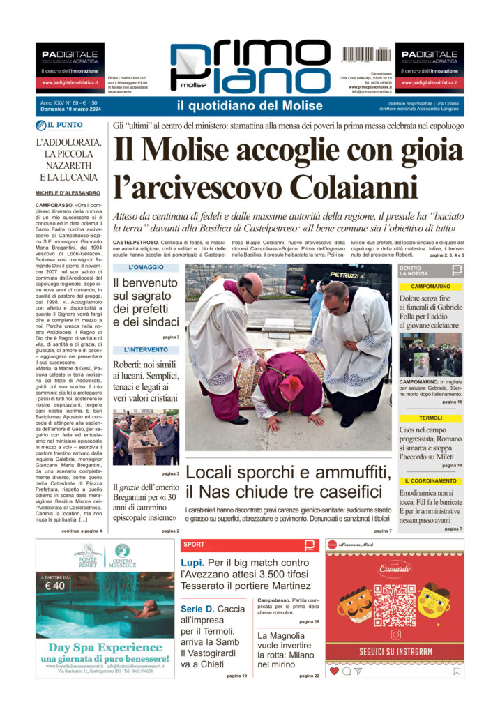 L’edizione completa di Primo Piano Molise del 10 marzo