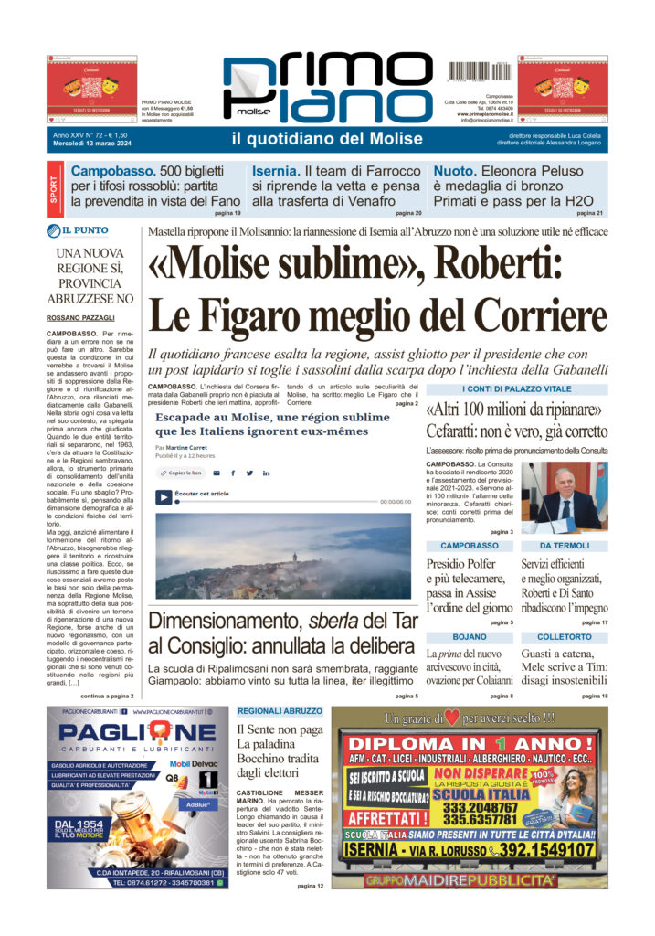 L’edizione completa di Primo Piano Molise del 13 marzo