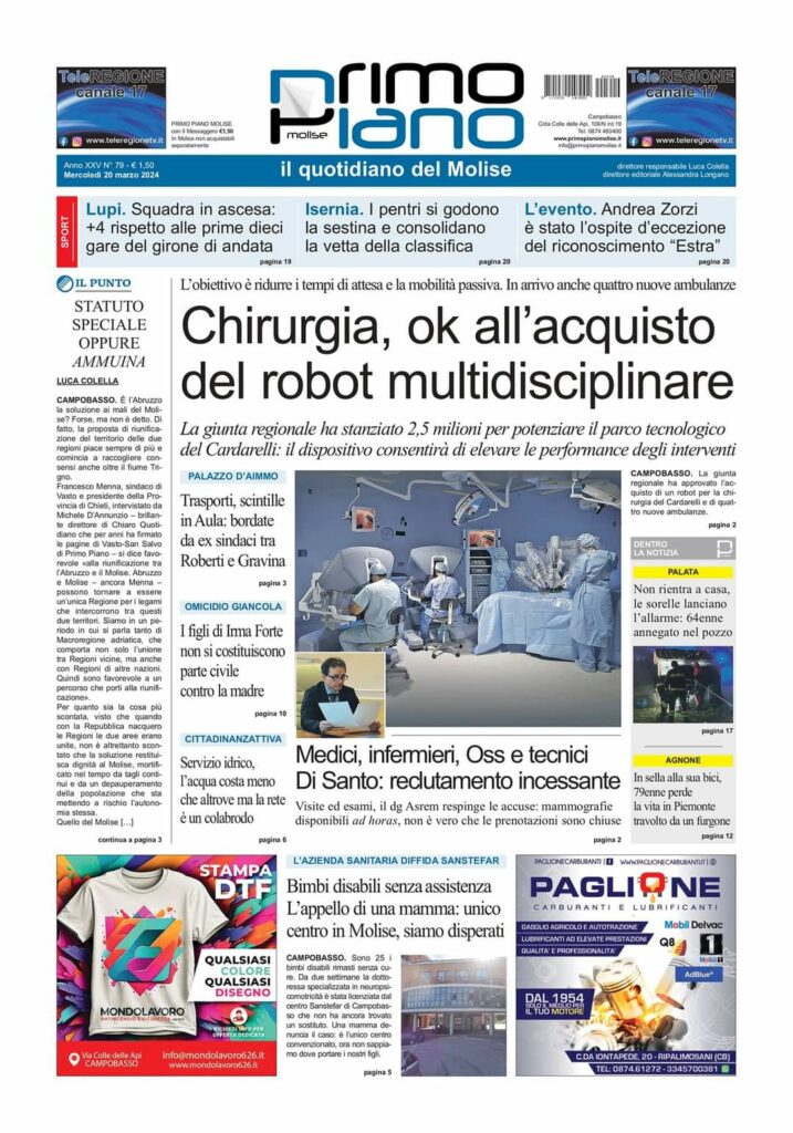 L’edizione completa di Primo Piano Molise del 20 marzo