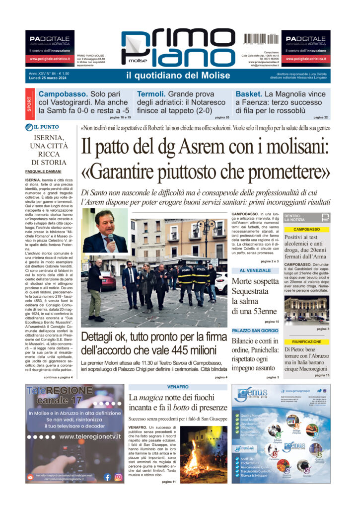 L’edizione completa di Primo Piano Molise del 25 marzo