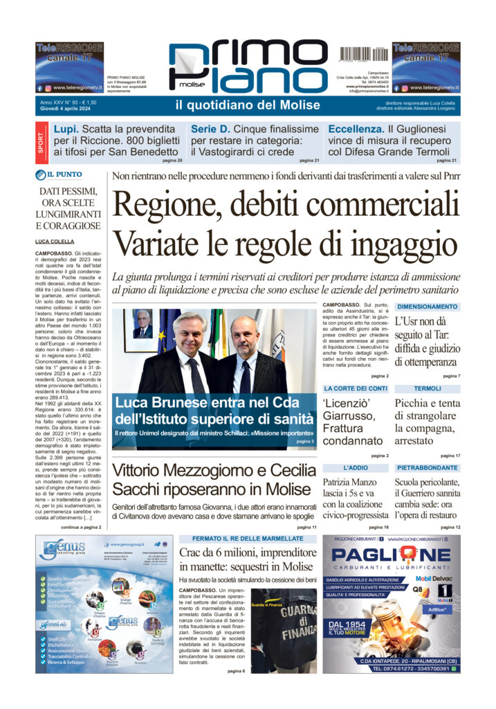 L’edizione completa di Primo Piano Molise del 4 aprile