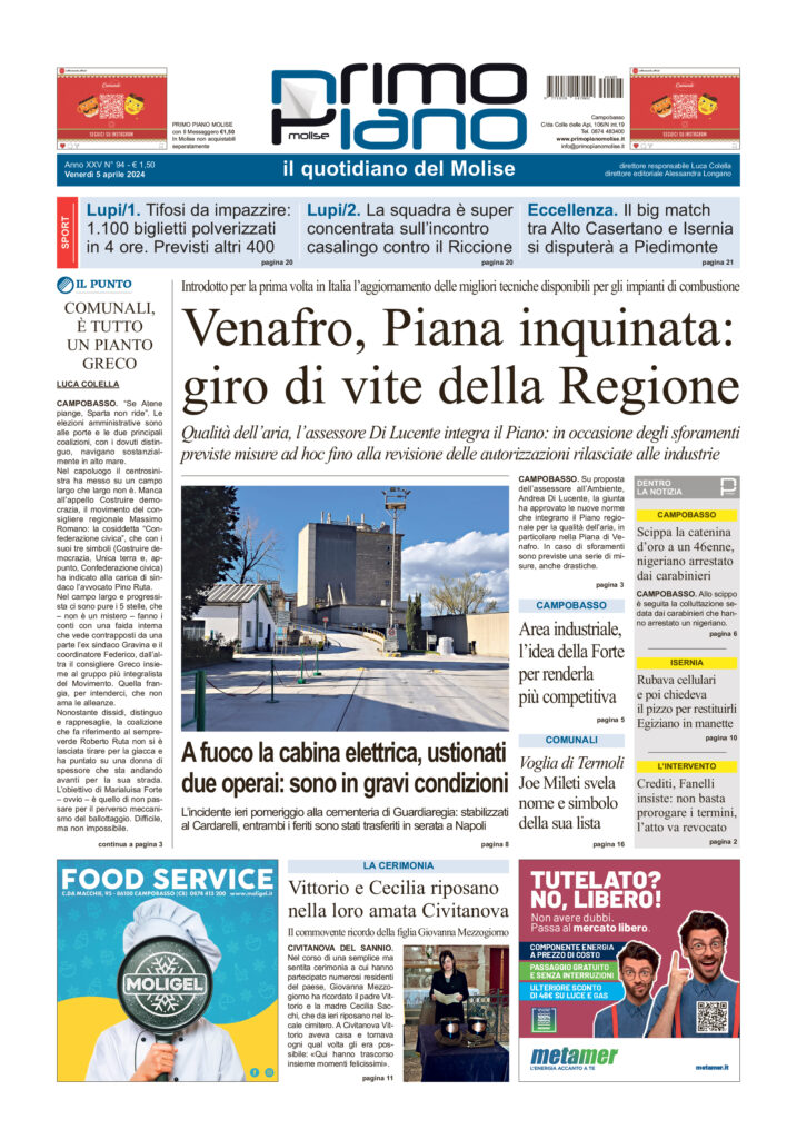 L’edizione completa di Primo Piano Molise del 5 aprile