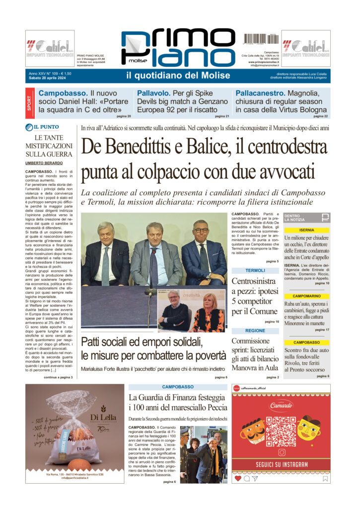 L’edizione completa di Primo Piano Molise del 20 aprile