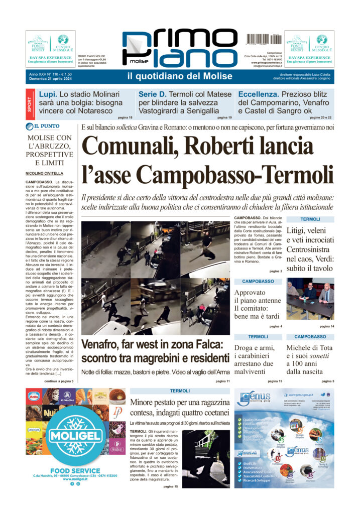 L’edizione completa di Primo Piano Molise del 21 aprile
