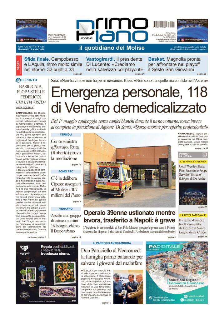 L’edizione completa di Primo Piano Molise del 24 aprile