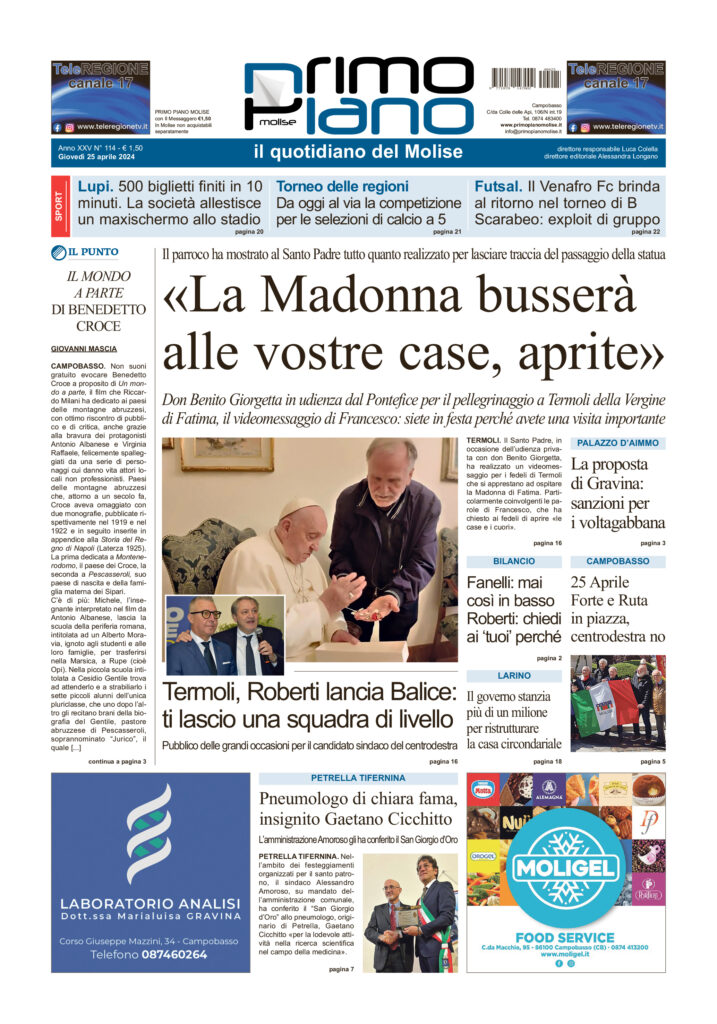 L’edizione completa di Primo Piano Molise del 25 aprile