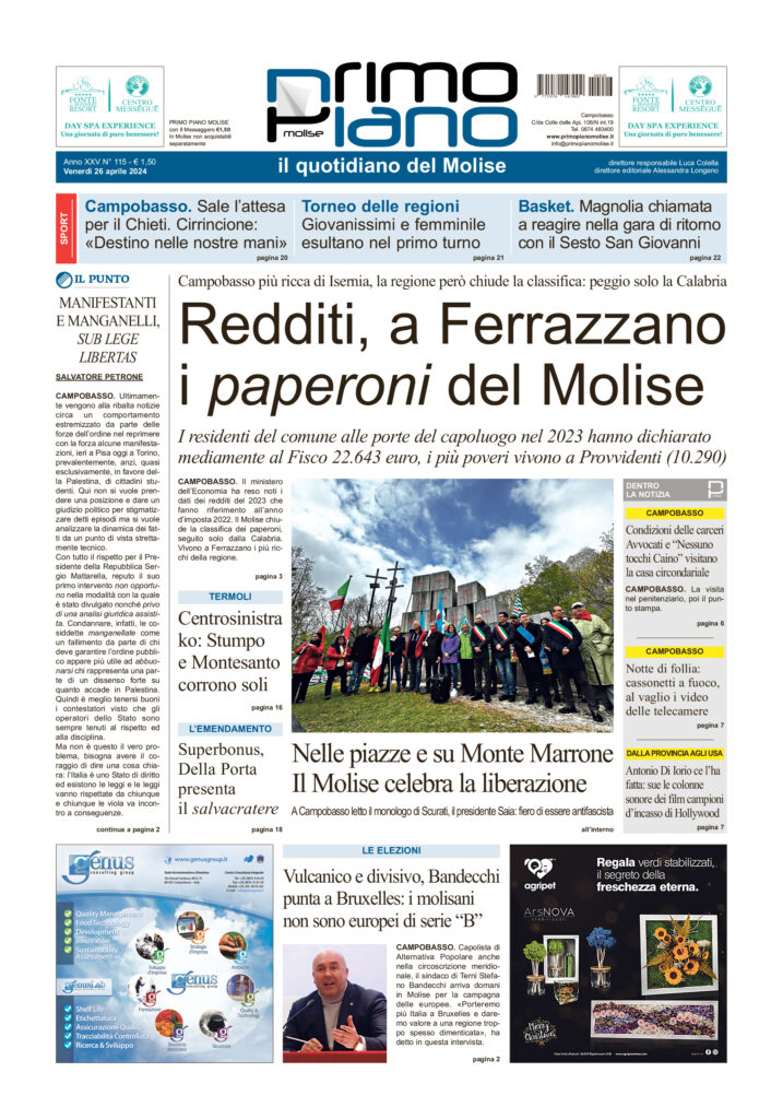 L’edizione completa di Primo Piano Molise del 26 aprile