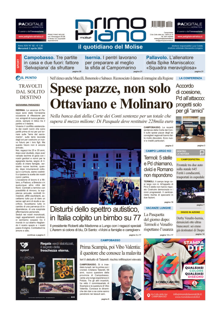 L’edizione completa di Primo Piano Molise del 3 aprile