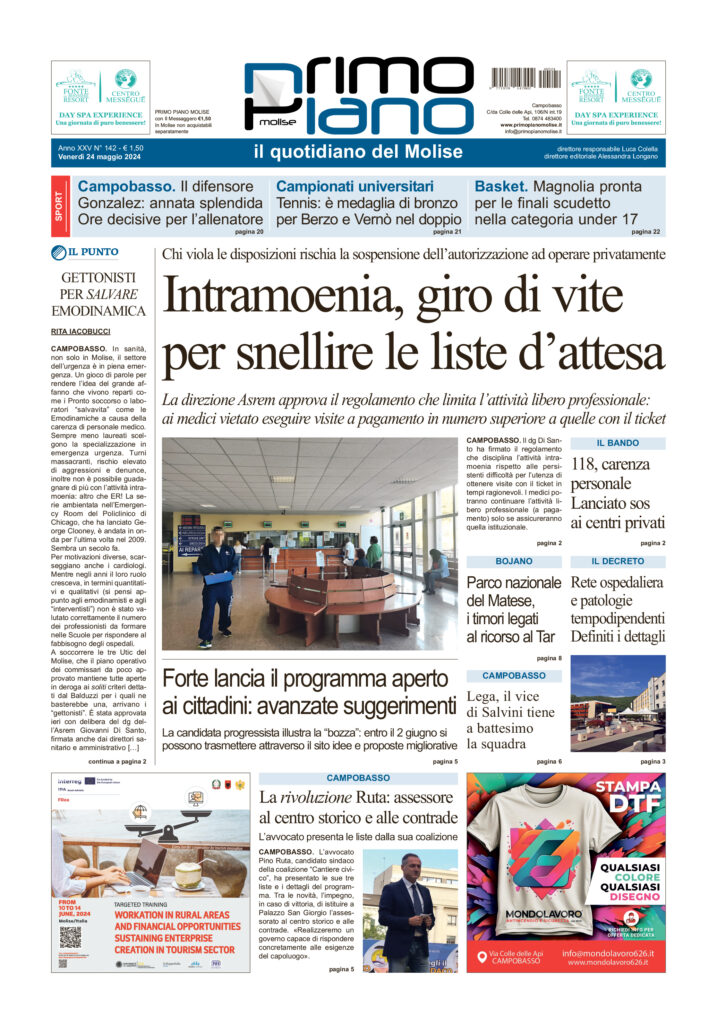 L’edizione completa di Primo Piano Molise del 24 maggio