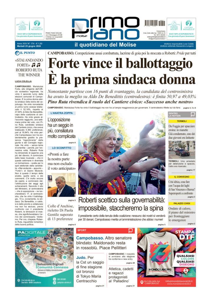 L’edizione completa di Primo Piano Molise del 25 giugno