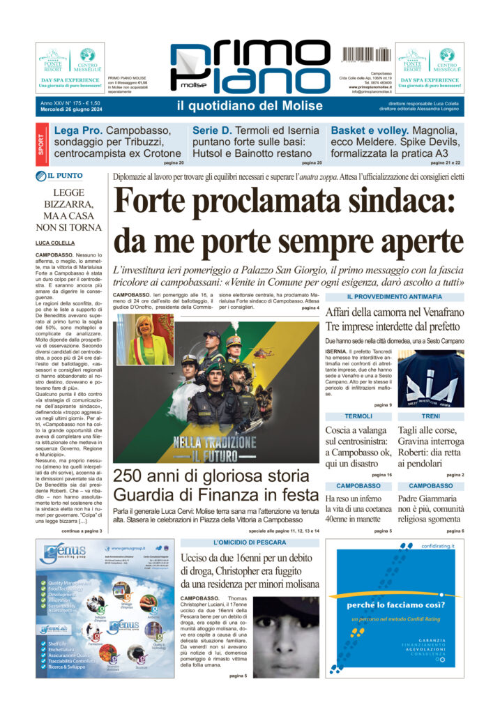 L’edizione completa di Primo Piano Molise del 26 giugno
