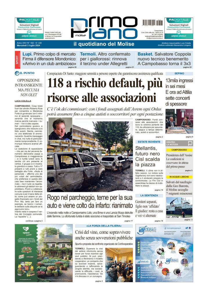 L’edizione completa di Primo Piano Molise del 3 luglio