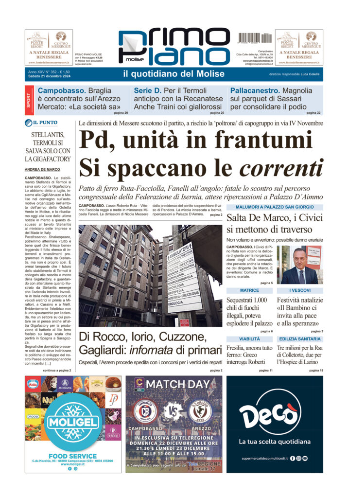 L’edizione completa di Primo Piano Molise del 21 dicembre