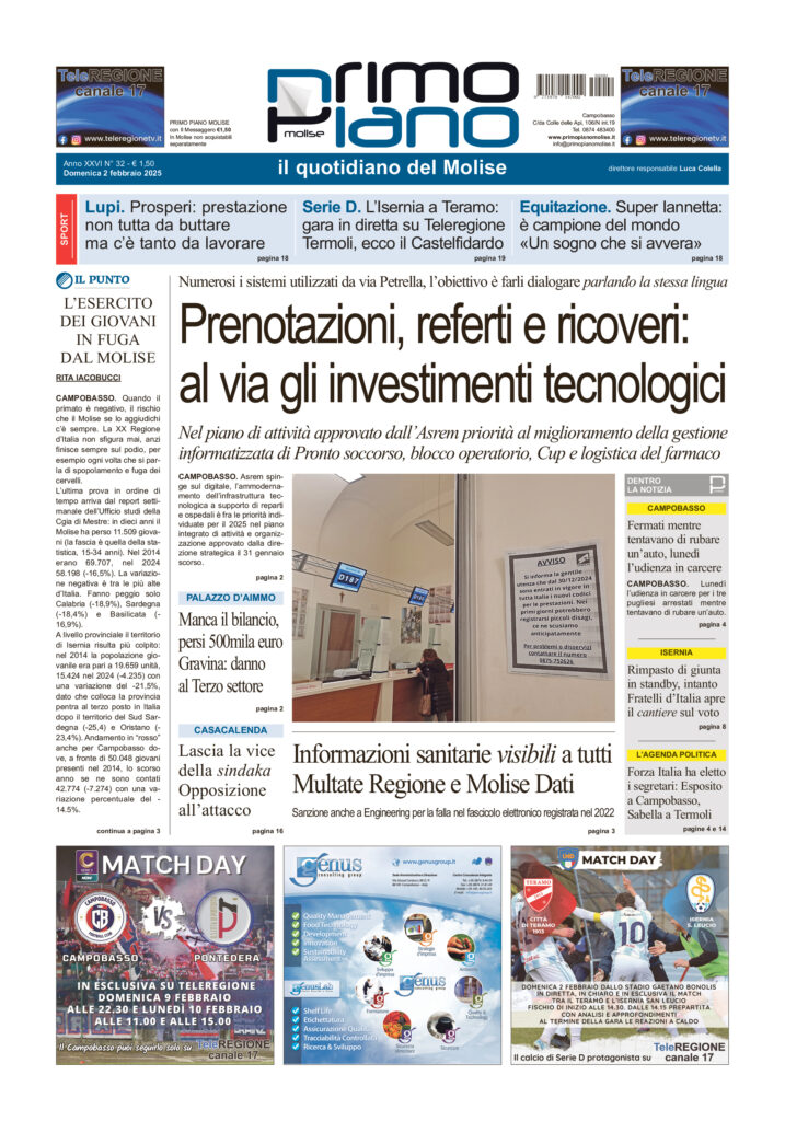L’edizione completa di Primo Piano Molise del 2 febbraio