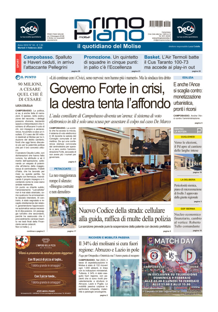 L’edizione completa di Primo Piano Molise del 4 febbraio