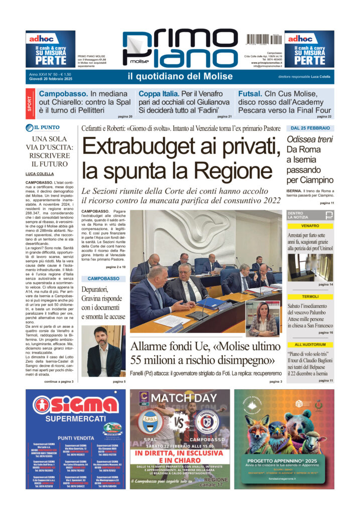 L’edizione completa di Primo Piano Molise del 20 febbraio