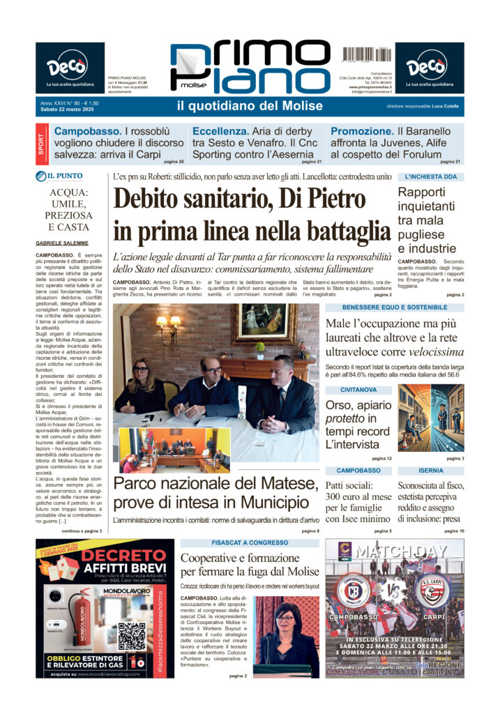 L’edizione completa di Primo Piano Molise del 22 marzo