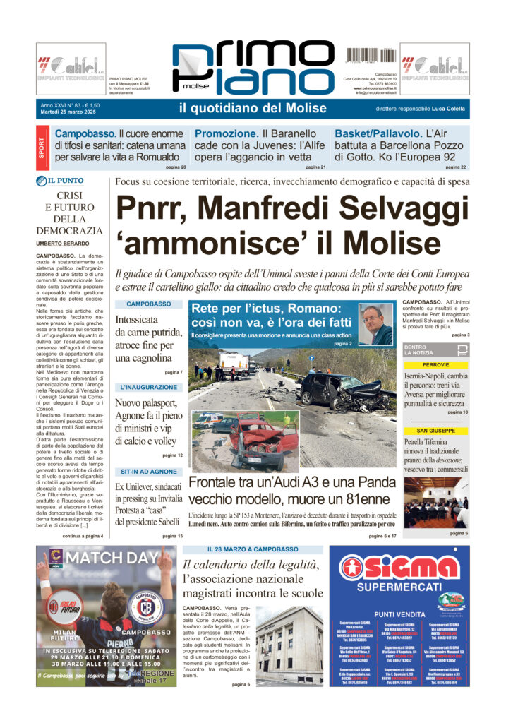 L’edizione completa di Primo Piano Molise del 25 marzo