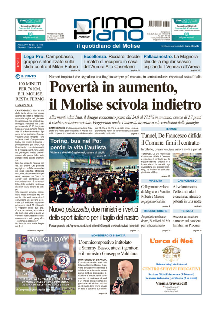 L’edizione completa di Primo Piano Molise del 27 marzo