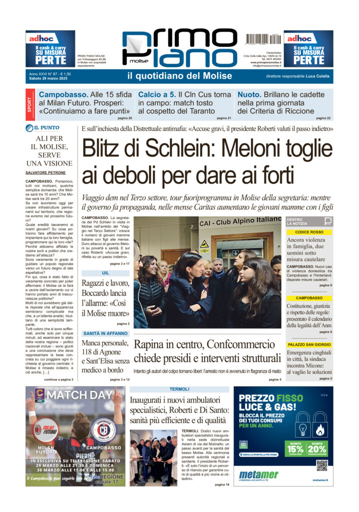 L’edizione completa di Primo Piano Molise del 29 marzo