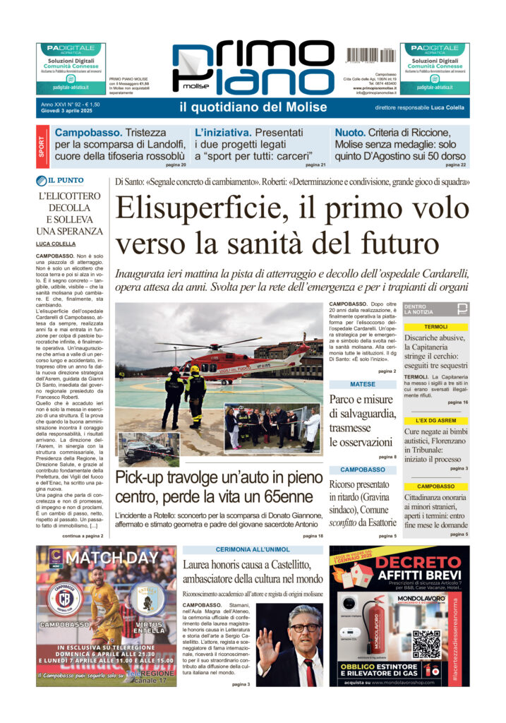 L’edizione completa di Primo Piano Molise del 3 aprile