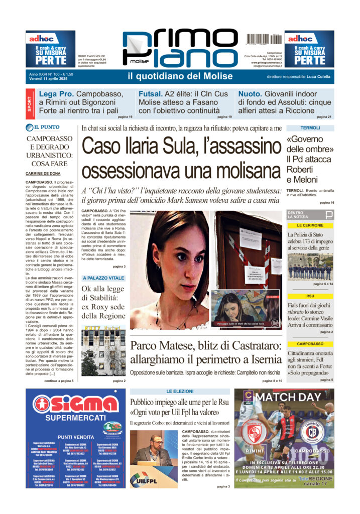 La prima pagina dell’edizione in edicola oggi