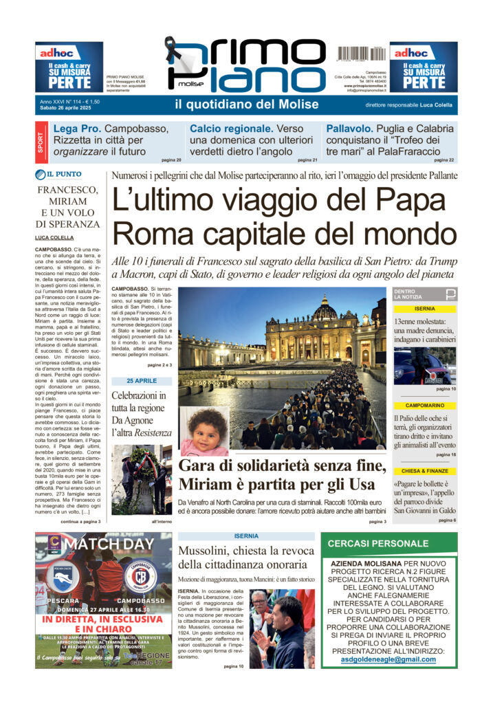 L’edizione completa di Primo Piano Molise del 26 aprile