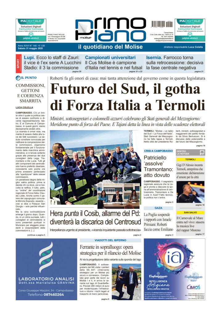 La prima pagina dell’edizione in edicola oggi