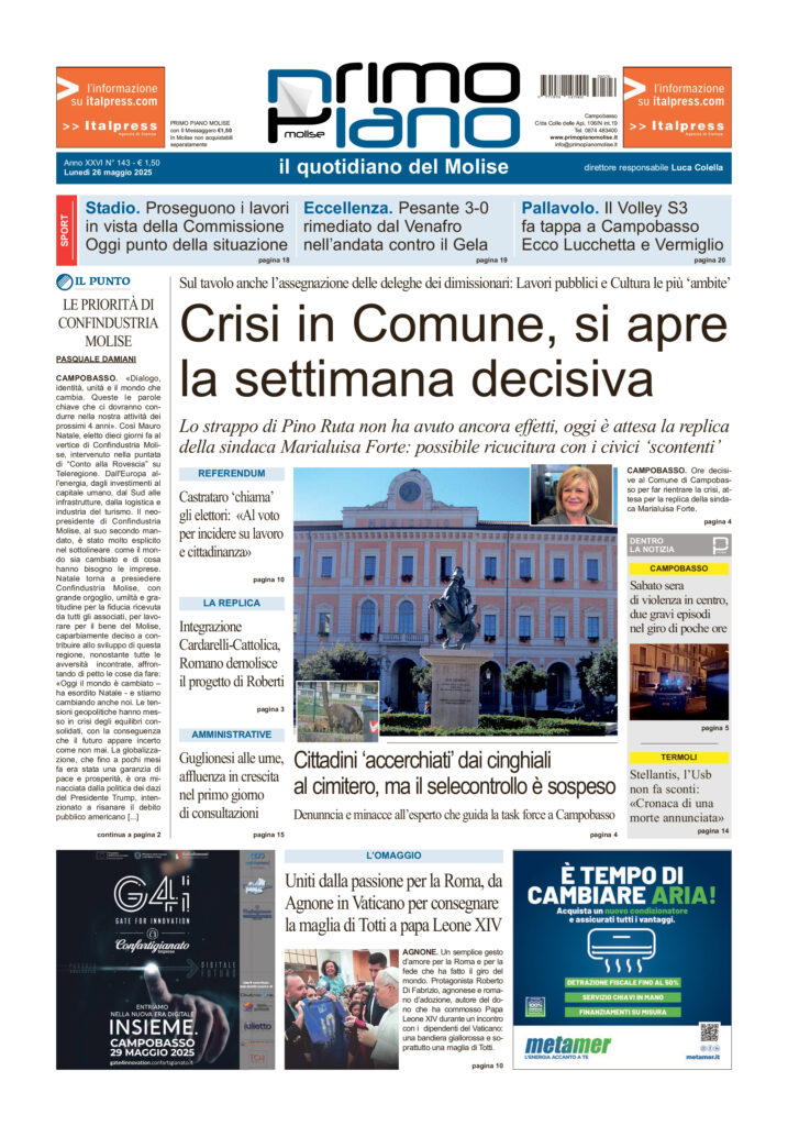 L’edizione completa di Primo Piano Molise del 26 maggio