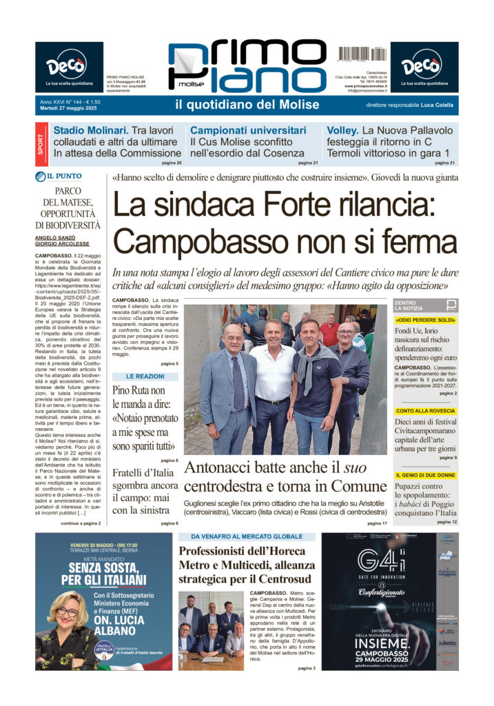 La prima pagina dell’edizione in edicola oggi