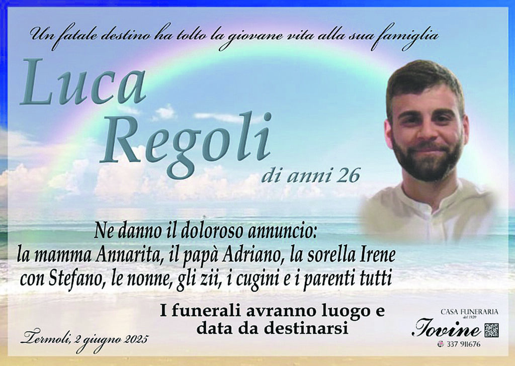 Eseguita ieri l’autopsia sulla salma di Luca Regoli