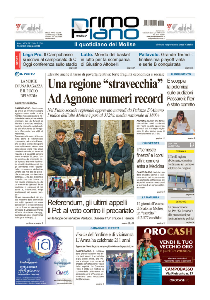 L’edizione completa di Primo Piano Molise del 6 giugno