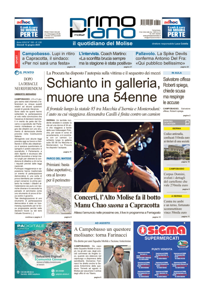 L’edizione completa di Primo Piano Molise del 12 giugno