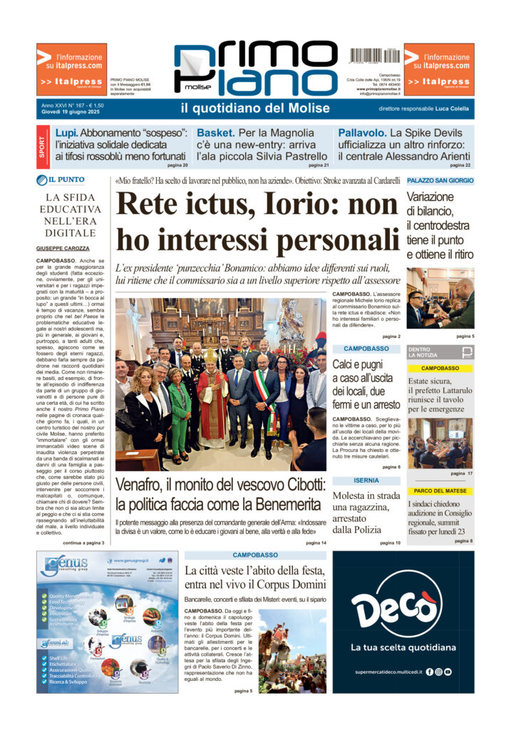 L’edizione completa di Primo Piano Molise del 19 giugno