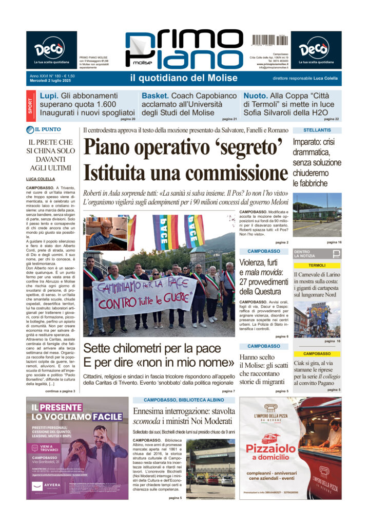 L’edizione completa di Primo Piano Molise del 2 luglio