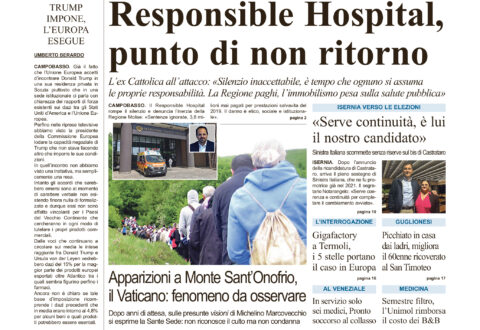 La prima pagina dell’edizione in edicola oggi
