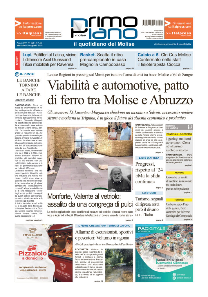 La prima pagina dell’edizione in edicola oggi