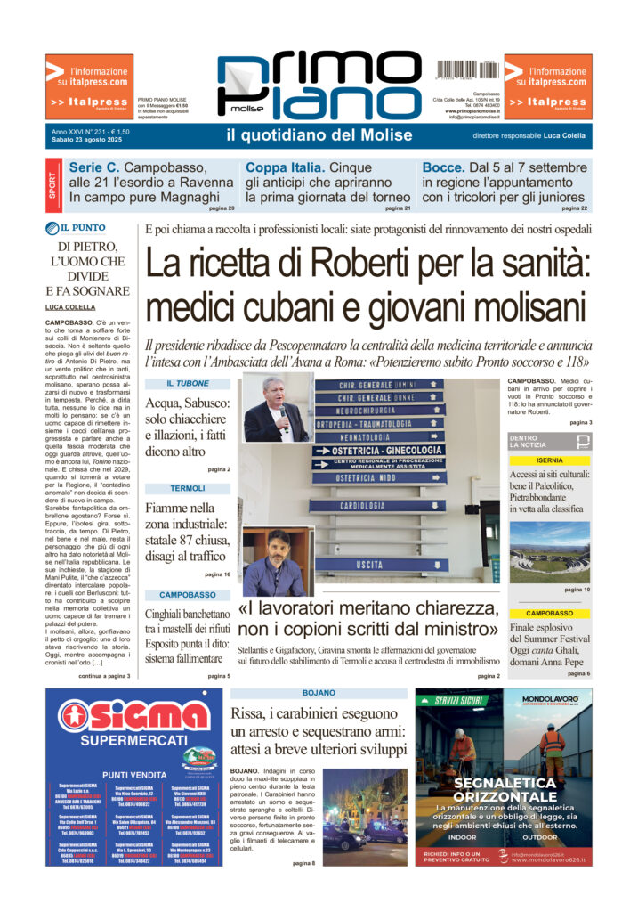L’edizione completa di Primo Piano Molise del 23 agosto