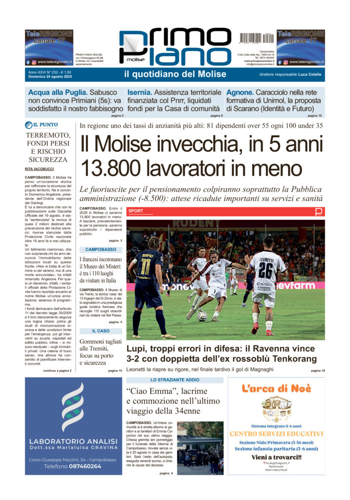 L’edizione completa di Primo Piano Molise del 24 agosto