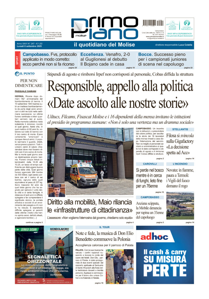 La prima pagina dell’edizione in edicola oggi