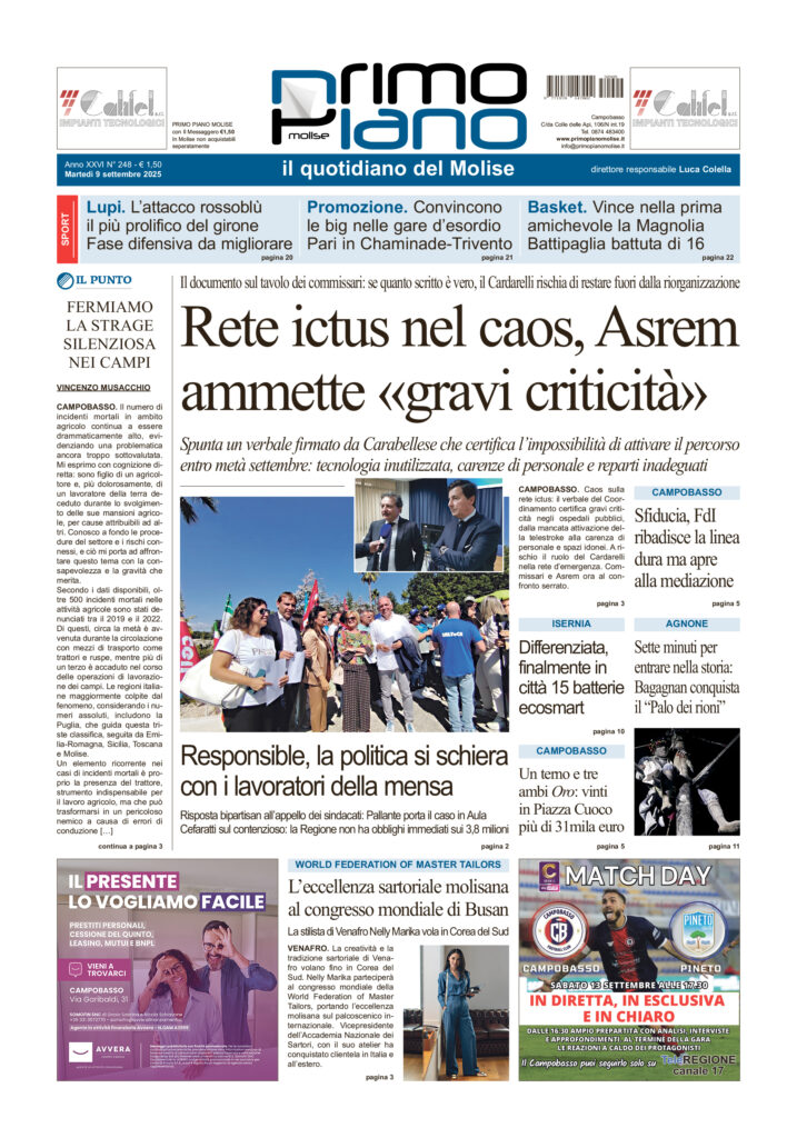 La prima pagina dell’edizione in edicola oggi