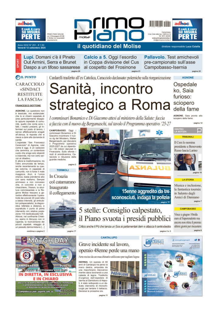 La prima pagina dell’edizione in edicola oggi