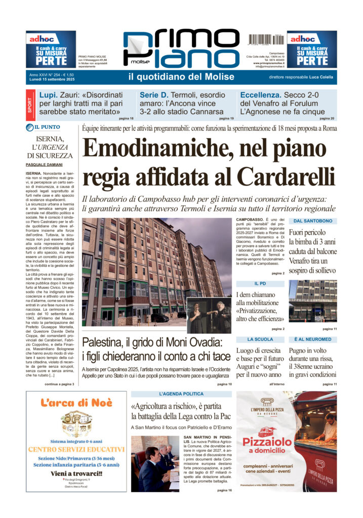 La prima pagina dell’edizione in edicola oggi