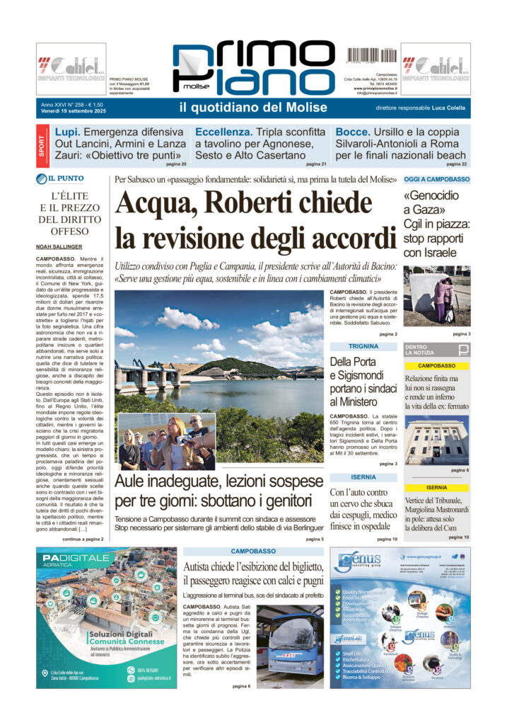 La prima pagina dell’edizione in edicola oggi