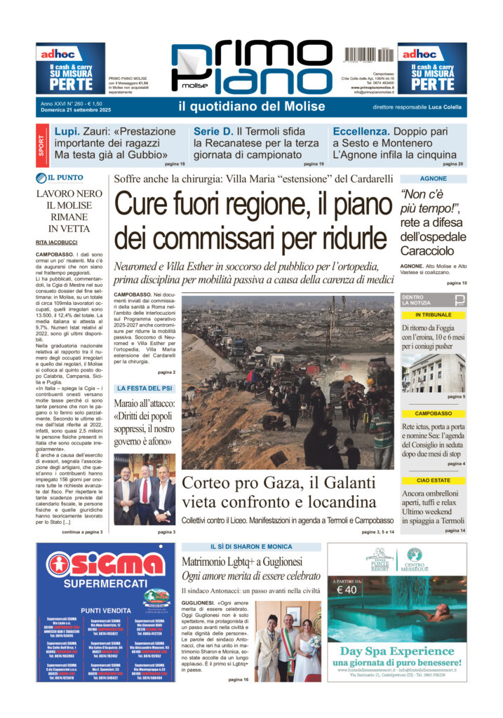 L’edizione completa di Primo Piano Molise del 21 settembre