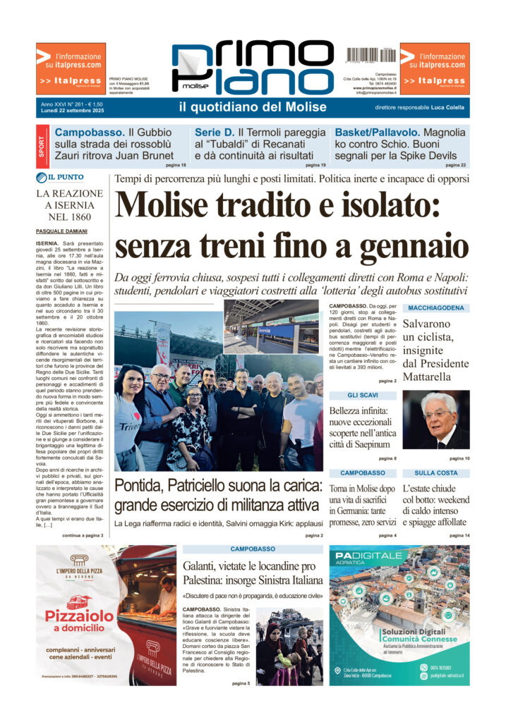 La prima pagina dell’edizione in edicola oggi