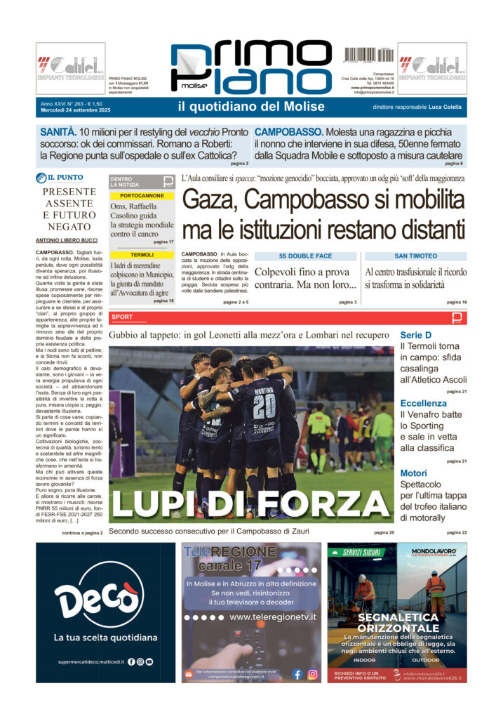 L’edizione completa di Primo Piano Molise del 24 settembre