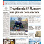 La prima pagina dell’edizione in edicola oggi