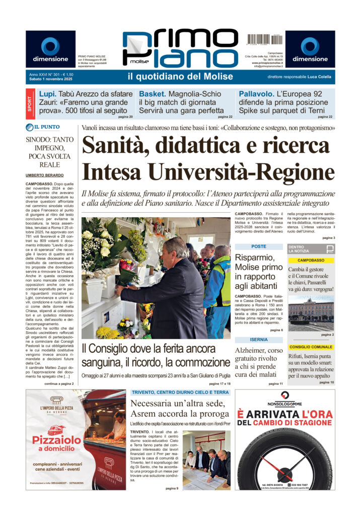 La prima pagina dell’edizione in edicola oggi